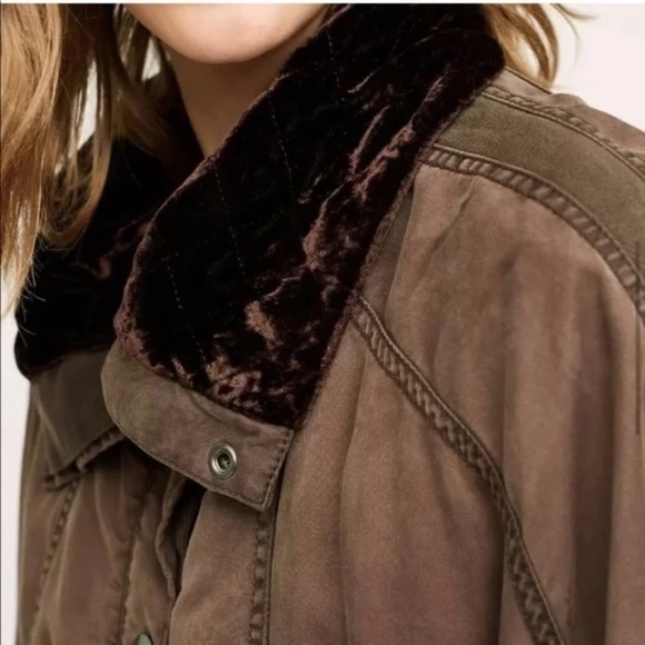 Anthropologie Hei Hei Taupe Brown Todra Crushed Velvet Lined Cape Jacket M/L - Picture 15 of 16